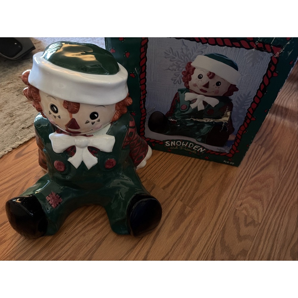 Vintage Raggedy Andy Cookie Jar 1998 Sakura Snowden Friends Ceramic w/ Box